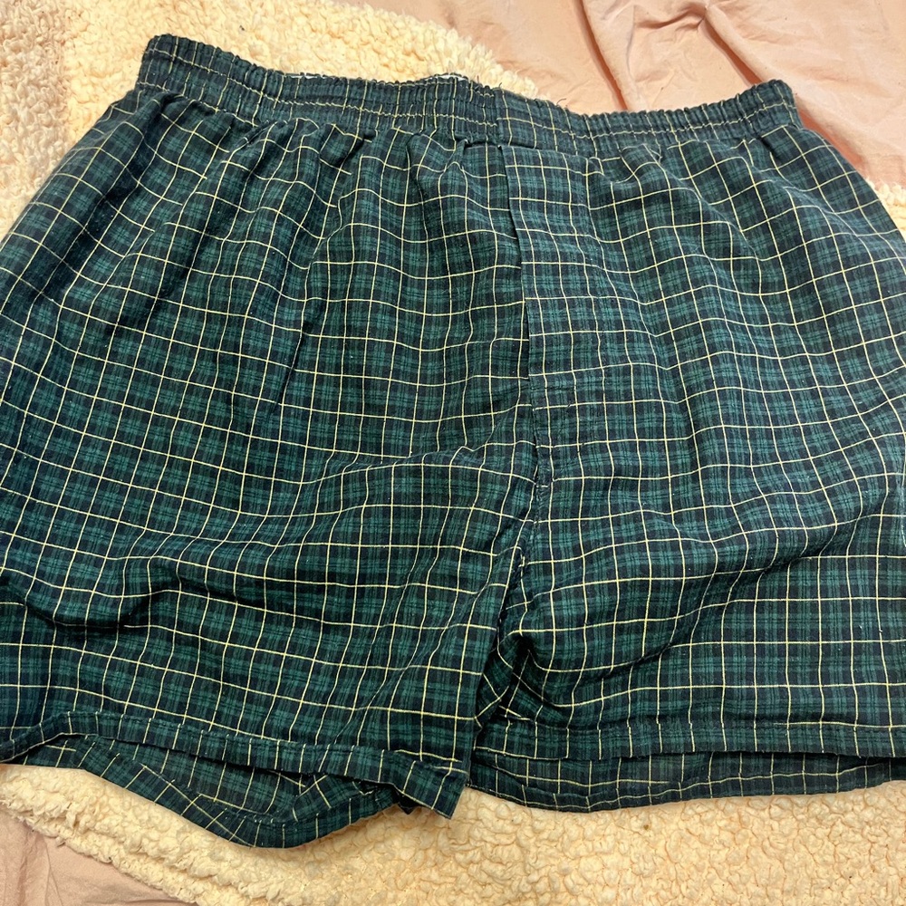 Plaid Green and White Shorts